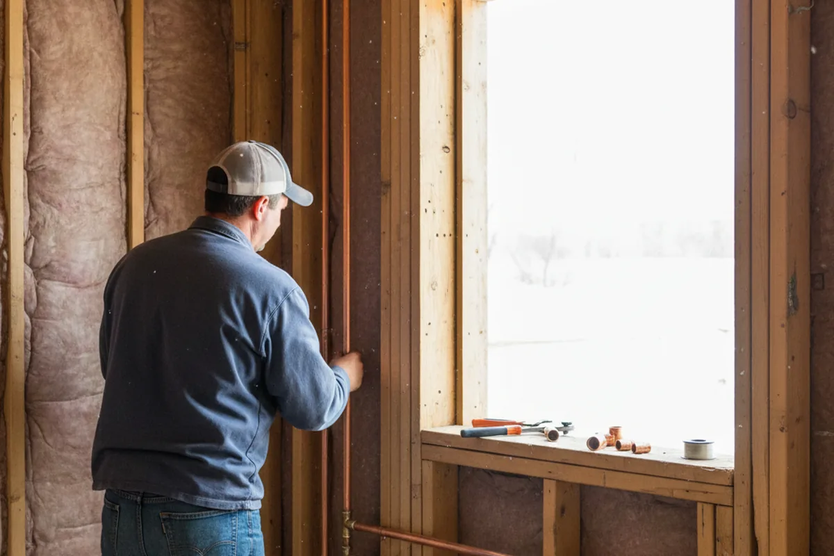 Licensed plumber running new copper supply lines in a South Windsor home